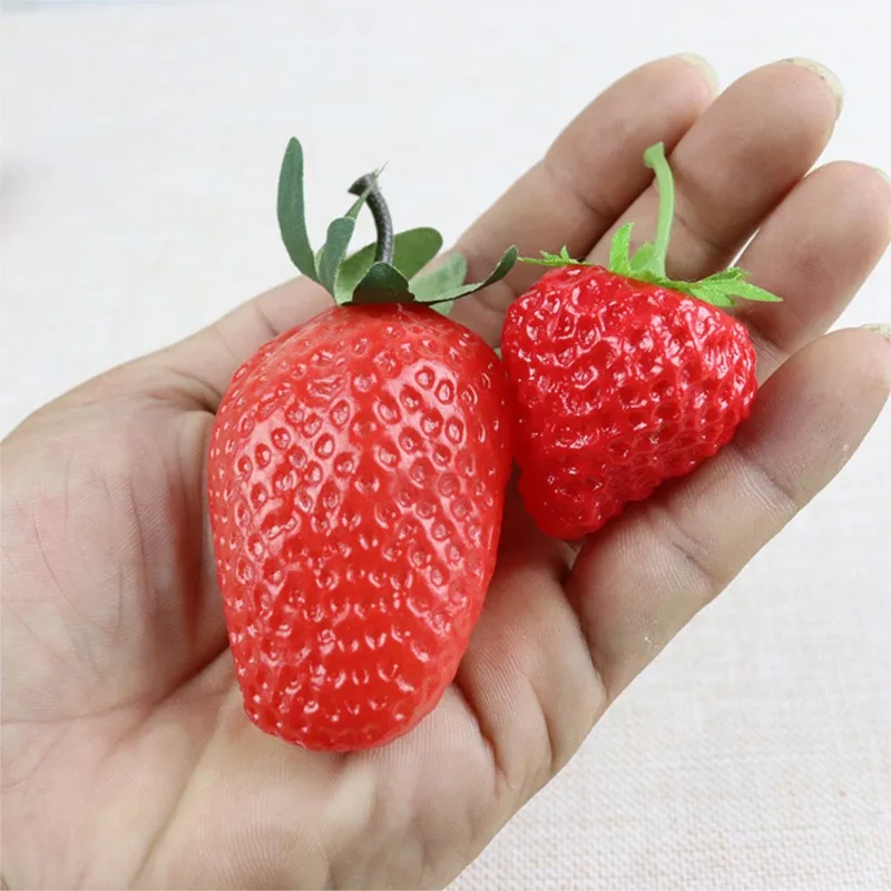 1pc Red Plastic Simulation Strawberry Artificial Fruits Food Cabinet Home Model Room Cake Decoration Kitchen Decors