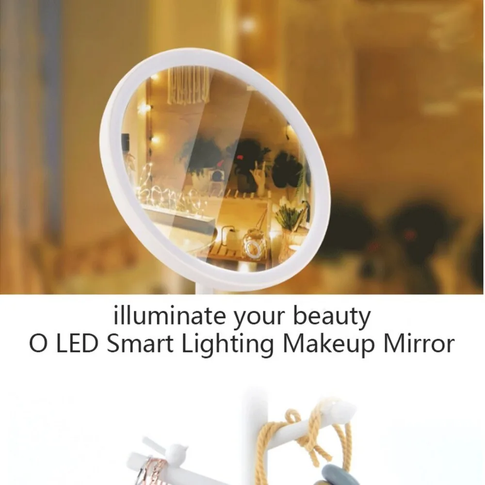 Makeup Mirror with Light LED Cosmetic Mirrors Round Shape Desktop Vanity Mirror Mirrors Light Beauty Makeup Light