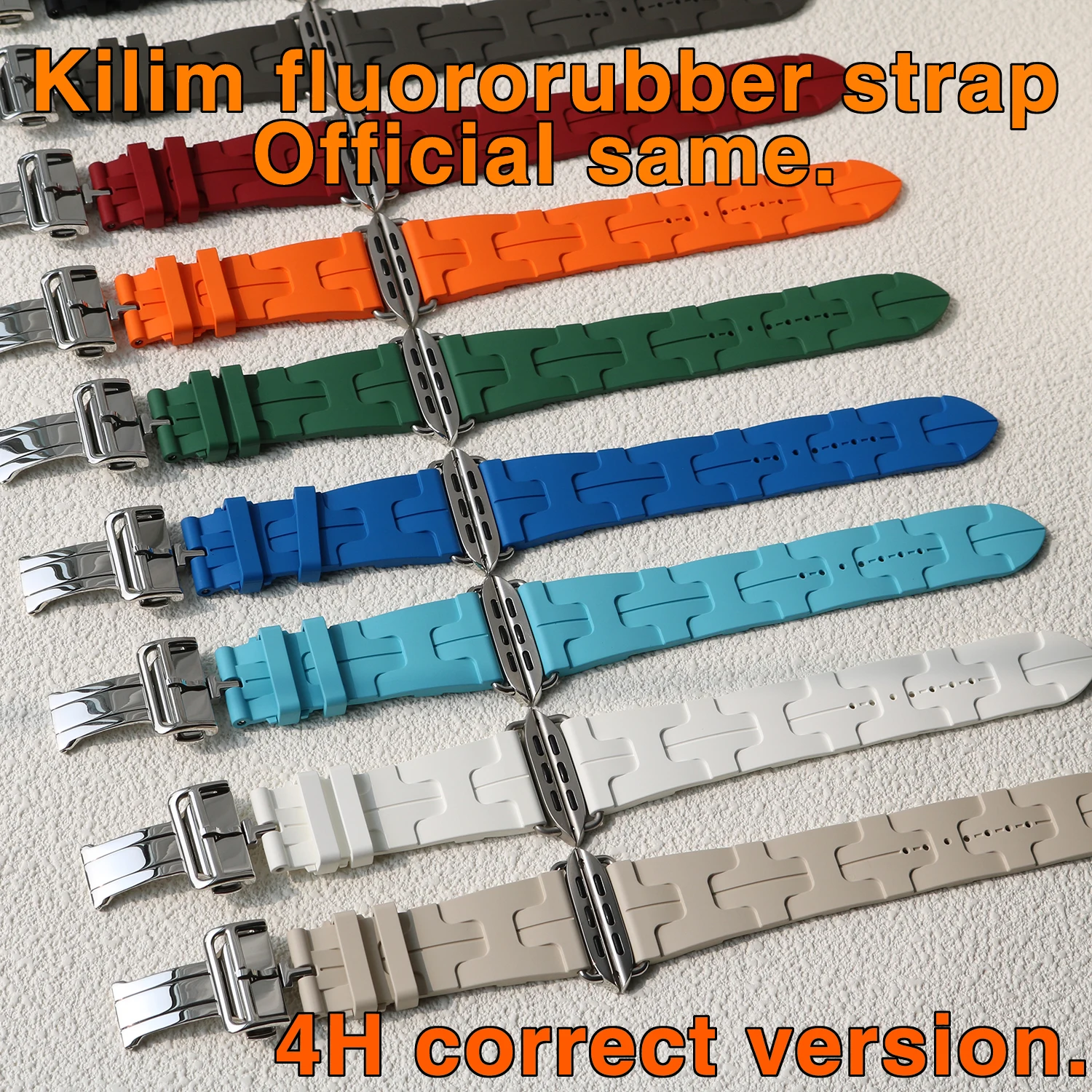 For apple watch 10s Kilim fluoro rubber band 46mm 38, top business collapsible buckle waterproof outdoor sports Apple watch band