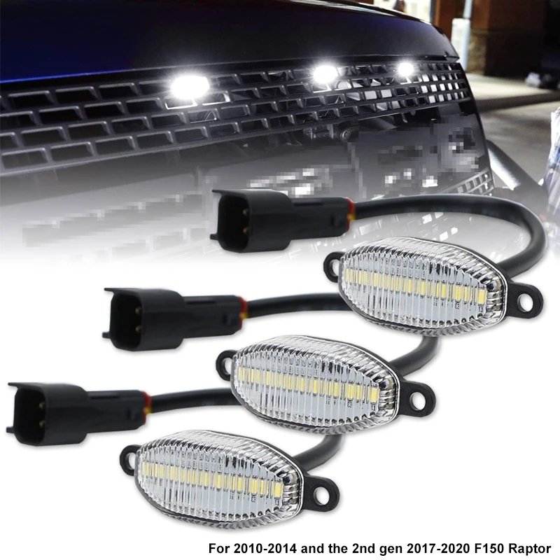 

3pcs Car LED Grille Running Lights For 2010-2014 & 2017-2020 Ford Raptor Parking Driving Light 12V