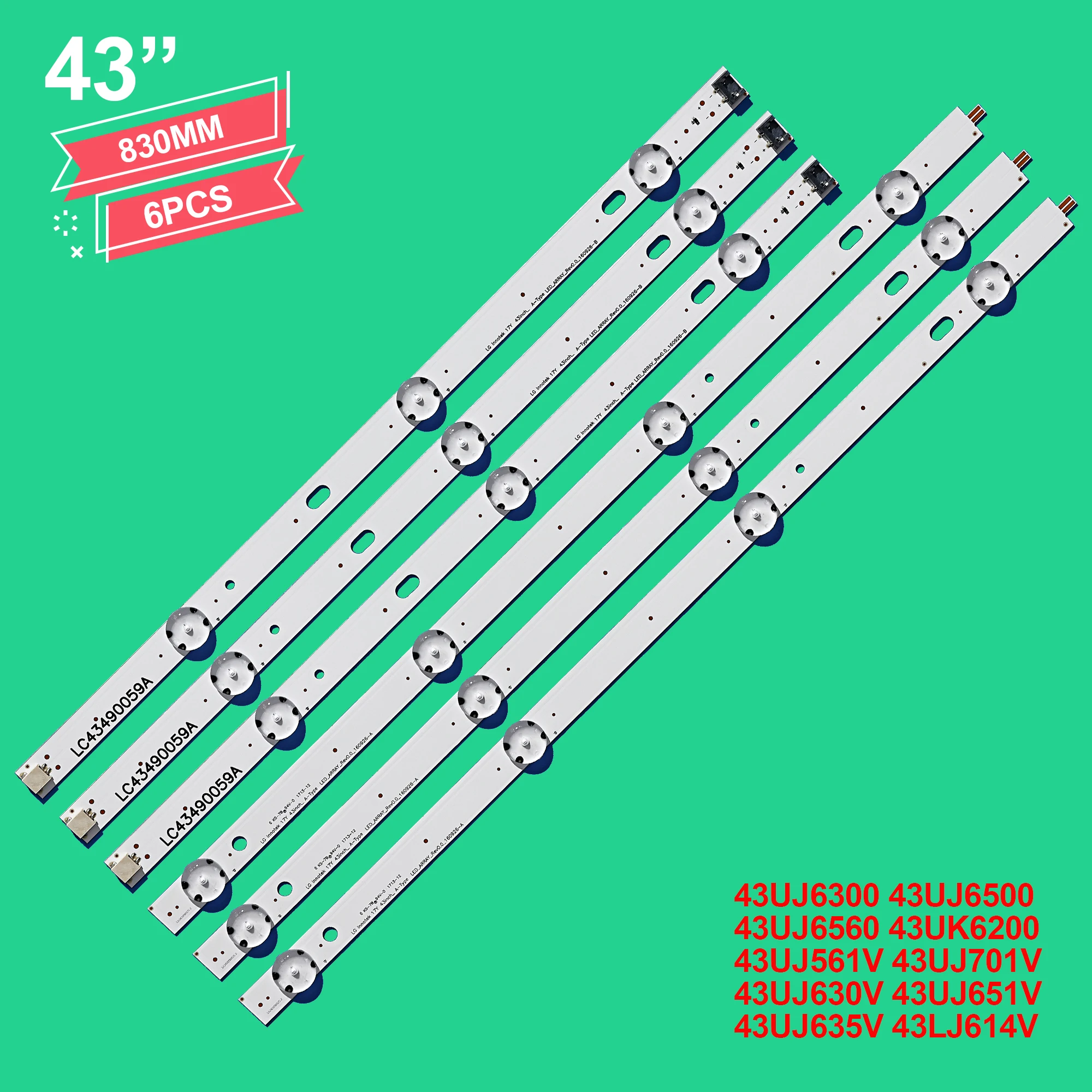 1/2/5/10 set LED strip for 43UJ635V 43UJ675V 43UK6300PLB 43UJ651V 43UJ634V 43UJ630V 43UJ561V 43UJ655V LC43490059A LC43490058A