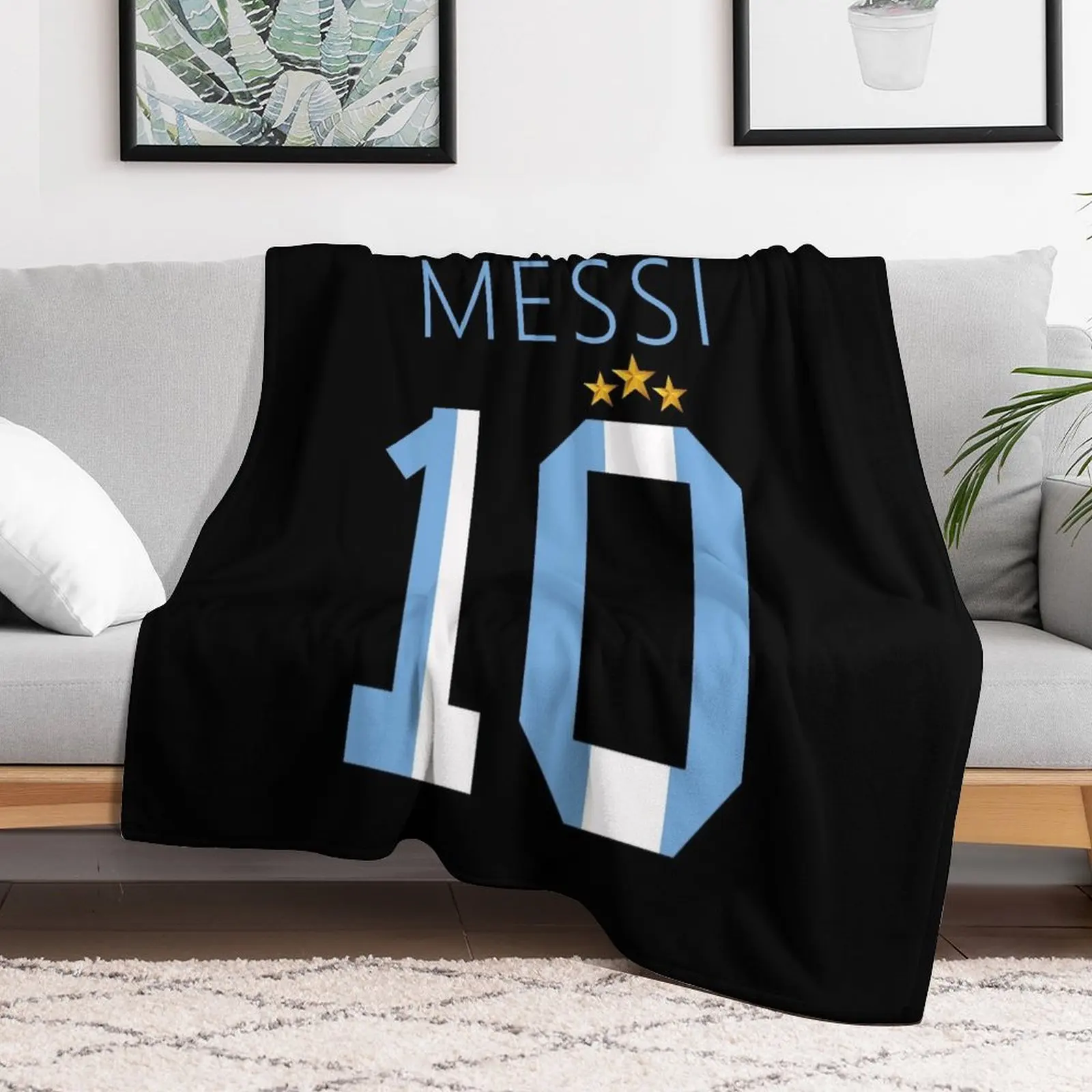 Messi argentina number 10 with 3 stars ver 1 Throw Blanket Beach Luxury Brand Giant Sofa Blankets