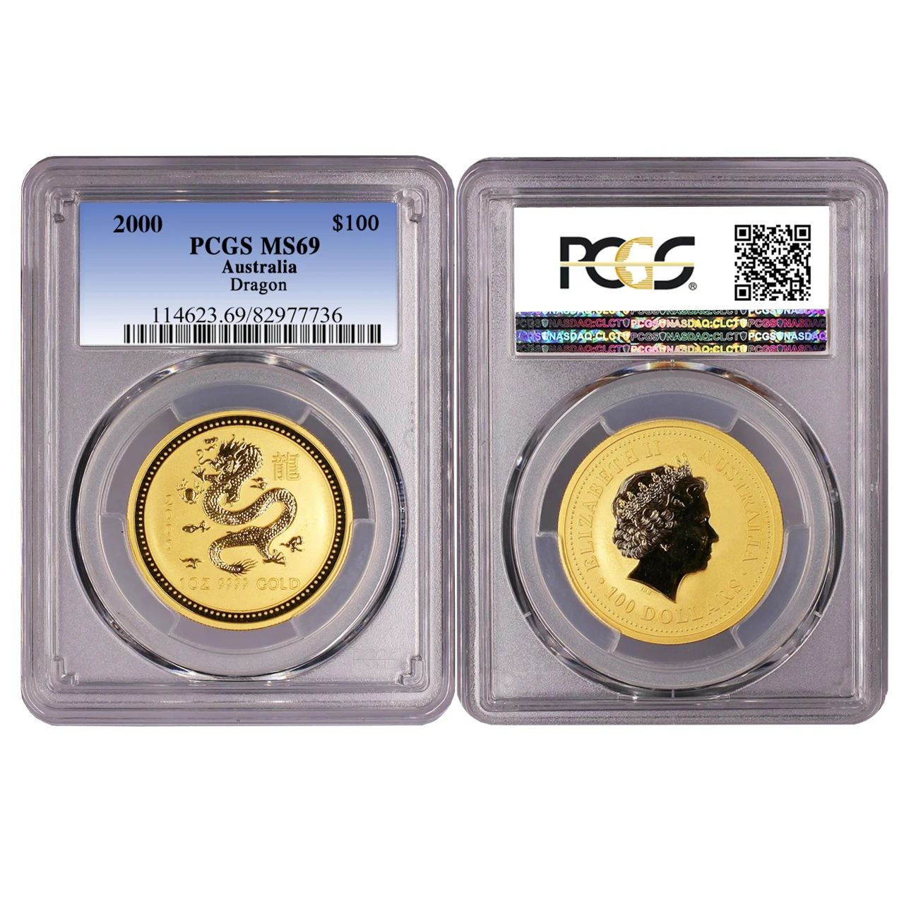 2000 Australia Golden Dragon - 24k Gold Tungsten Coins - PCGS NGC Graded Coin MS70/MS69 - High Quality Sealed - Non Magnetic