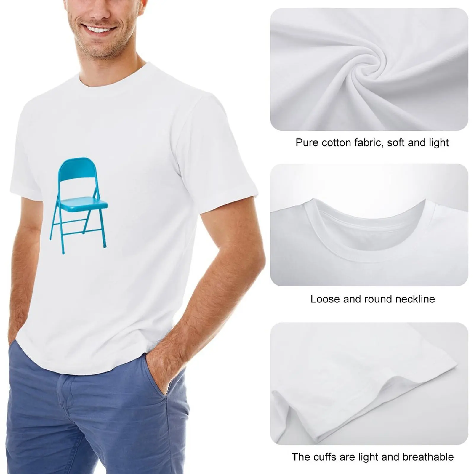 Blue Folding Chair T-Shirt shirts graphic tees sports fan t-shirts mens T-Shirts pack