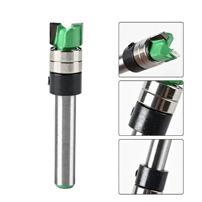 6MM/6.35MM Shank Double-Bearing Trimming Milling Cutter 1PC/2PCS Steel Blade Profile Bottom Milling Cutter For Precise Grooving
