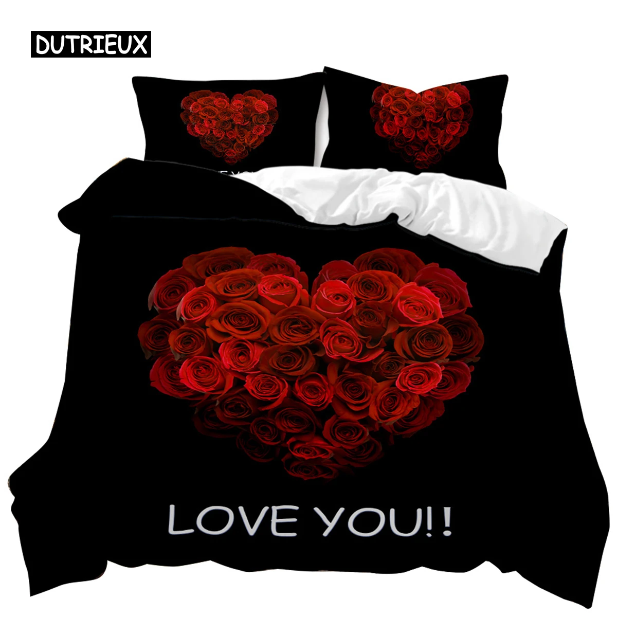 

Rose Duvet Cover Red Rose Floral Wedding Twin Bedding Set Valentine's Day Gift for Lover Double Queen King Polyester Qulit Cover