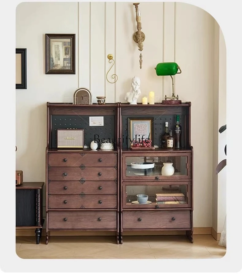 French retro style floor-to-ceiling kangaroo module combination cabinet against the wall locker