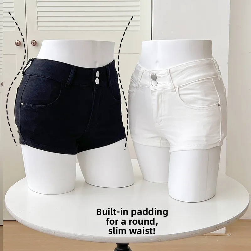 Fashionable Chic Denim Shorts Comfortable Trendy New Arrival Enhanced Hip Waist Slimming Women's Cotton  Color Shorts