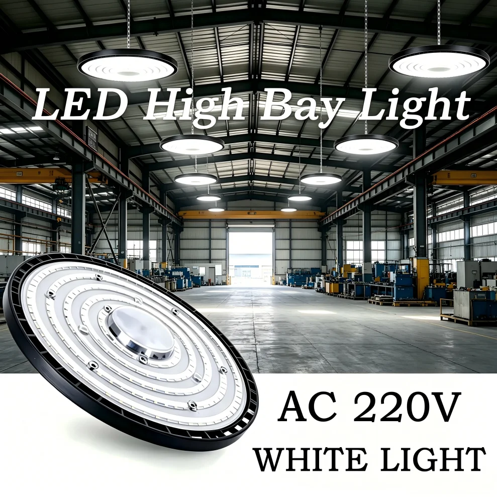 

220V Super Bright UFO LED High Bay Light IP65 Waterproof 6000K 100W 150W 200W Industrial Lamp Warehouse Factory Garage Lighting