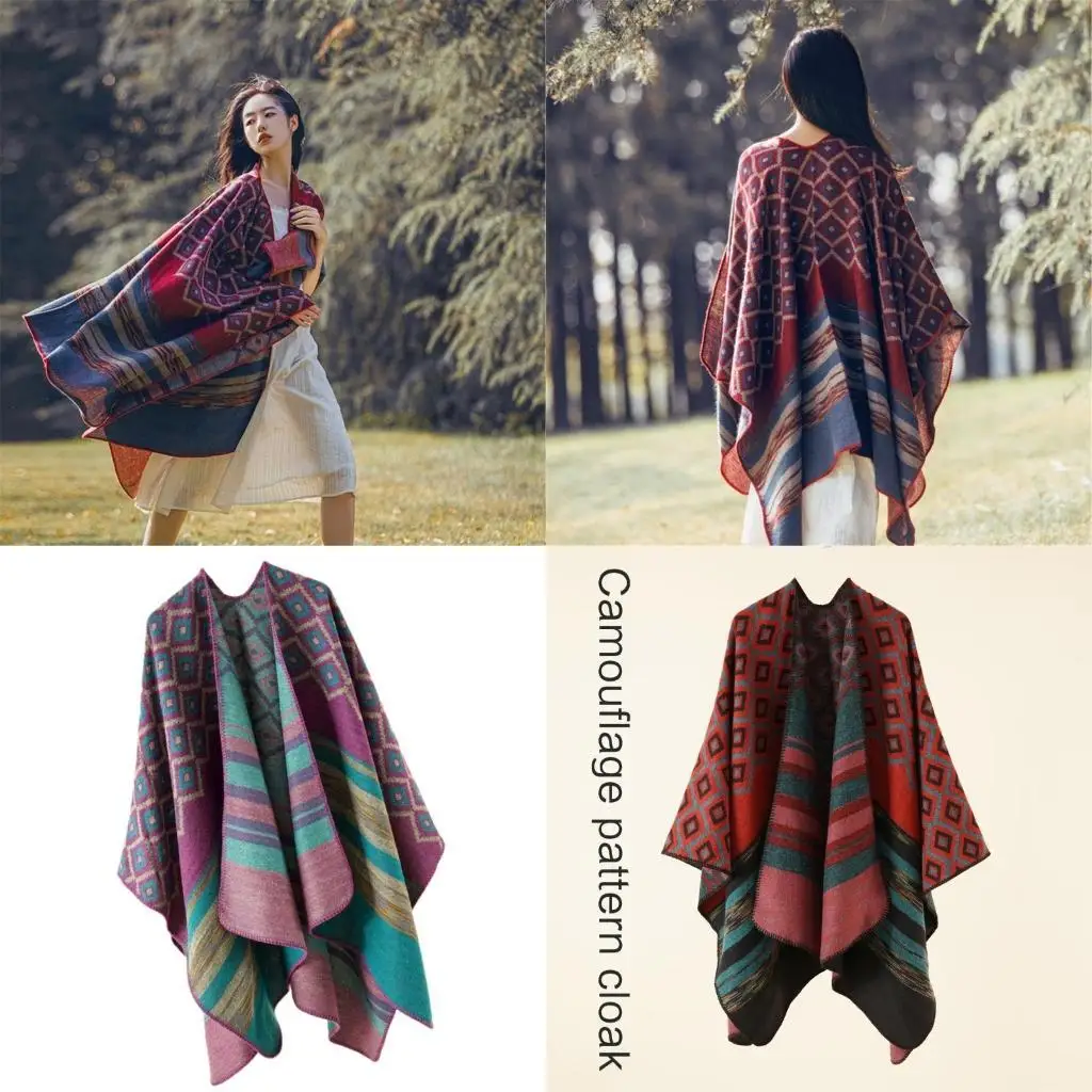 39BB أنيقة kimono شال خمر نمط هندسي الرؤوس التفاف الكتف لقضاء عطلة