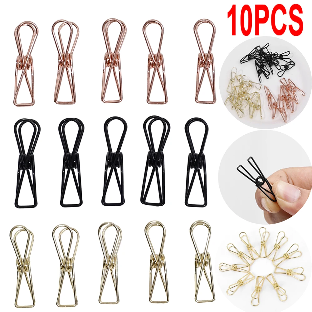 10PCS Multipurpose Windproof Clothespin Metal Hollow Dovetail Clamps Sturdy Hanging Clips Towels Socks Clips Home Storage Tools