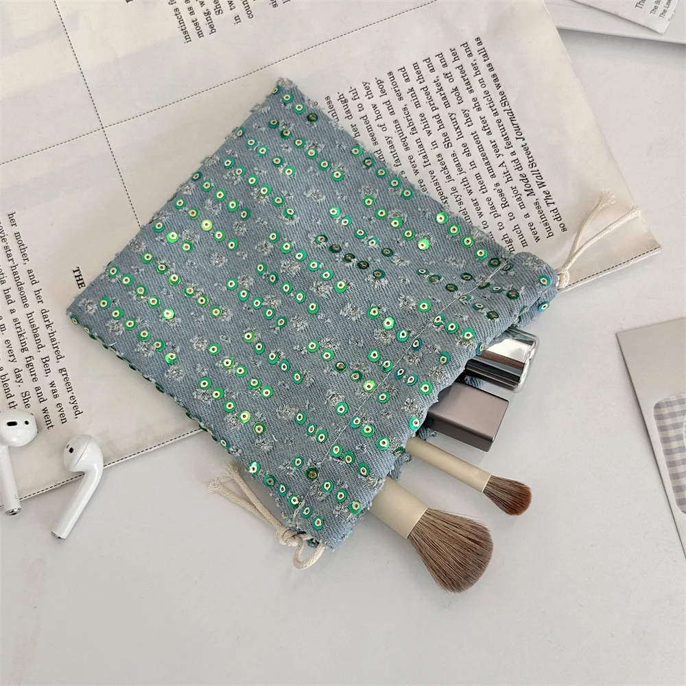 Small Coin Purse Key Earphone Data Cable Drawstring Storage Cloth Bag Jewelry Lipstick Cosmetic Tote Rope Pouch String Mini Bags
