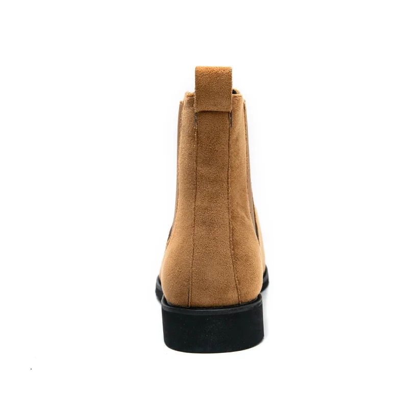 Chelsea Boots Men  Faux Suede brown Classic Business Casual Versatile British Style Slip-On Fashion Ankle Boots