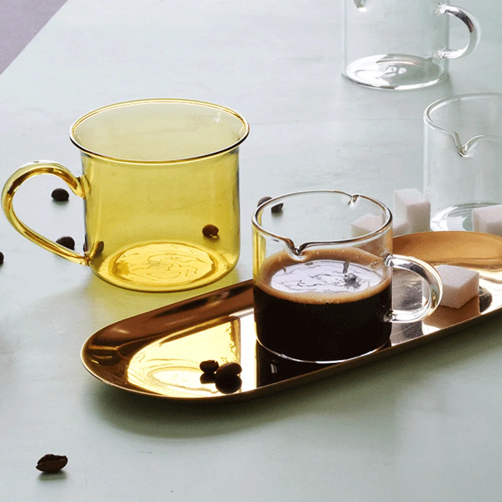 

2Pcs High Quality Double Beak Milk Cups Creative V-Shaped Mouth Transparent Glass for Coffee Milk Ice Cream Pudding