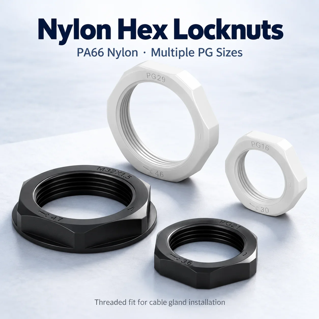 High Quality Plastic Hexagonal Nut Metric M Inch G Type NPT National Standard Fastener PA66 Nylon Lock and Cap