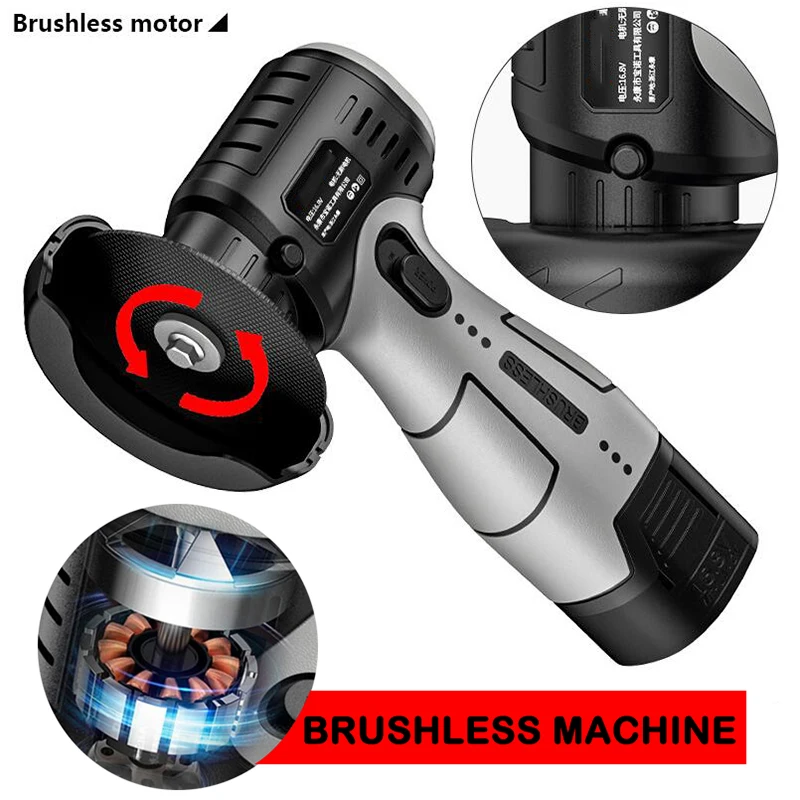 Angle grinder brushless mini lithium battery portable small cutting machine for polishing 16.8V electric tool