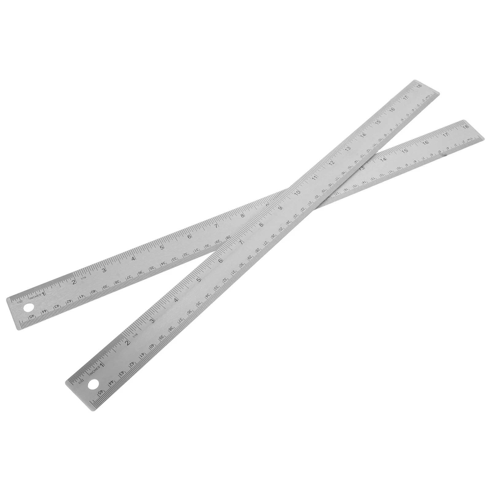 2Pcs Metal Ruler 18 Inch Stainless Steel Cork Backing Non-Slip Straight Edge Dual Scale for Students Engineers Architects