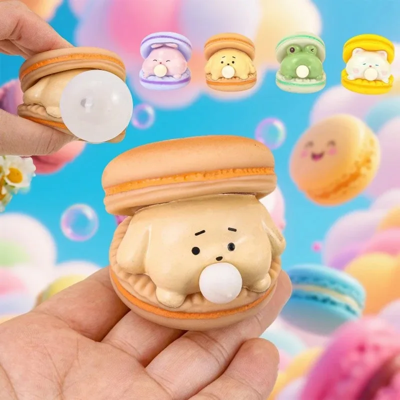 Brinquedo Criativo e Fofo de Animais que Lançam Bolhas de Hambúrguer para Alívio do Estresse, 1/4 Peças, Engraçado para Crianças e Escritório, Decoração de Mesa