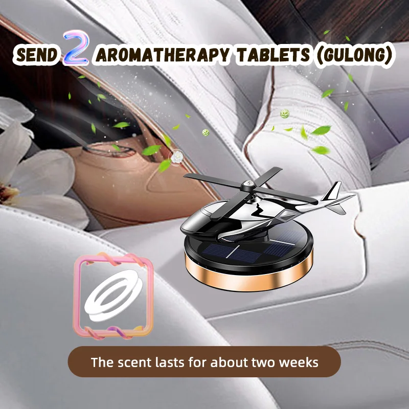 Solar-Powered Car Air Freshener: Continuously Spreading Fragrance - Helicopter-Shaped Auto Diffuser with Refreshing Scent - Suit