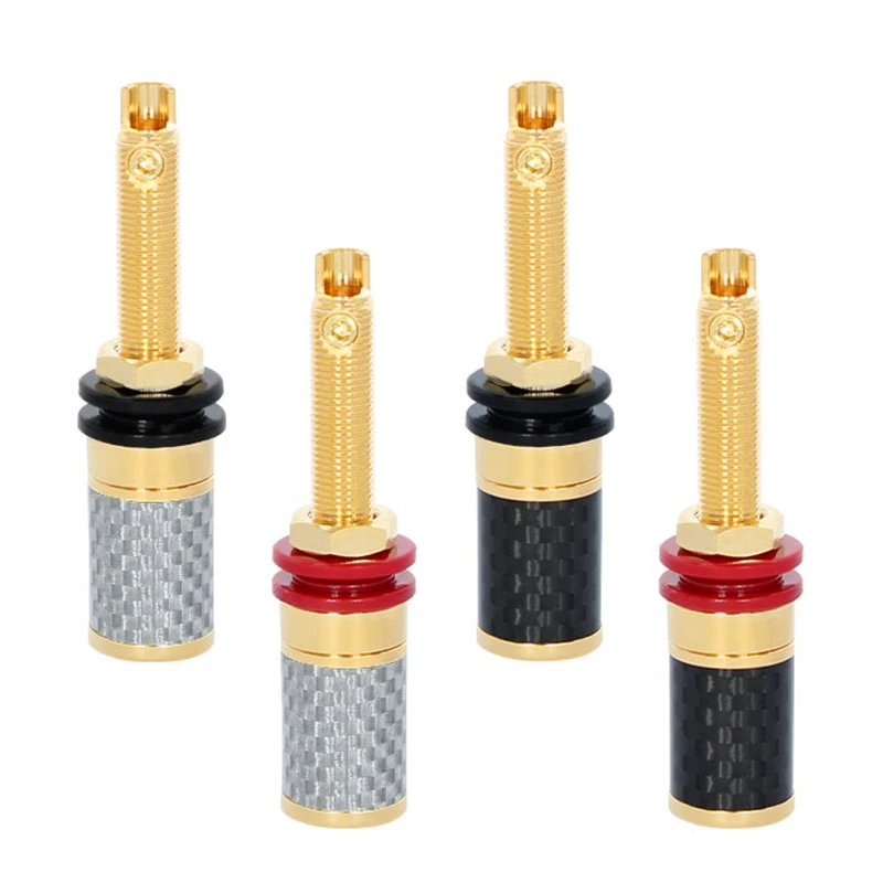 HIFI 4Pcs Gold/Rhodium Plated Copper Speaker Binding Post Female Banana Jack Connector Audio AMP Banana Plug Socket Terminal