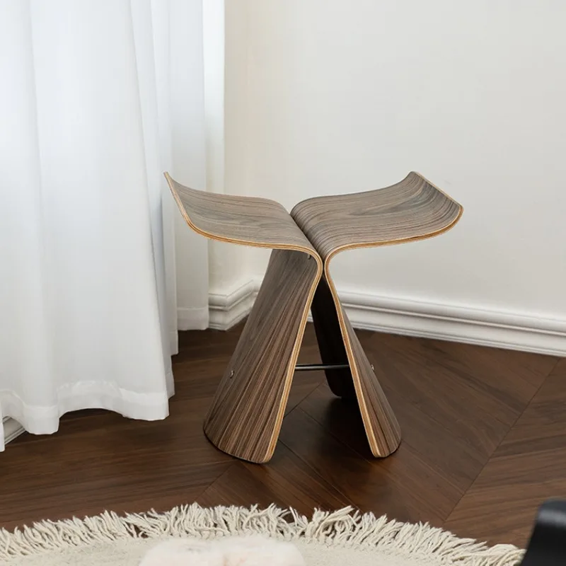 Nordic Creative Entrance Shoe Changing Stool Home Small Household Solid Wood Stool Fitting Room Log Butterfly-Stool Small Stool