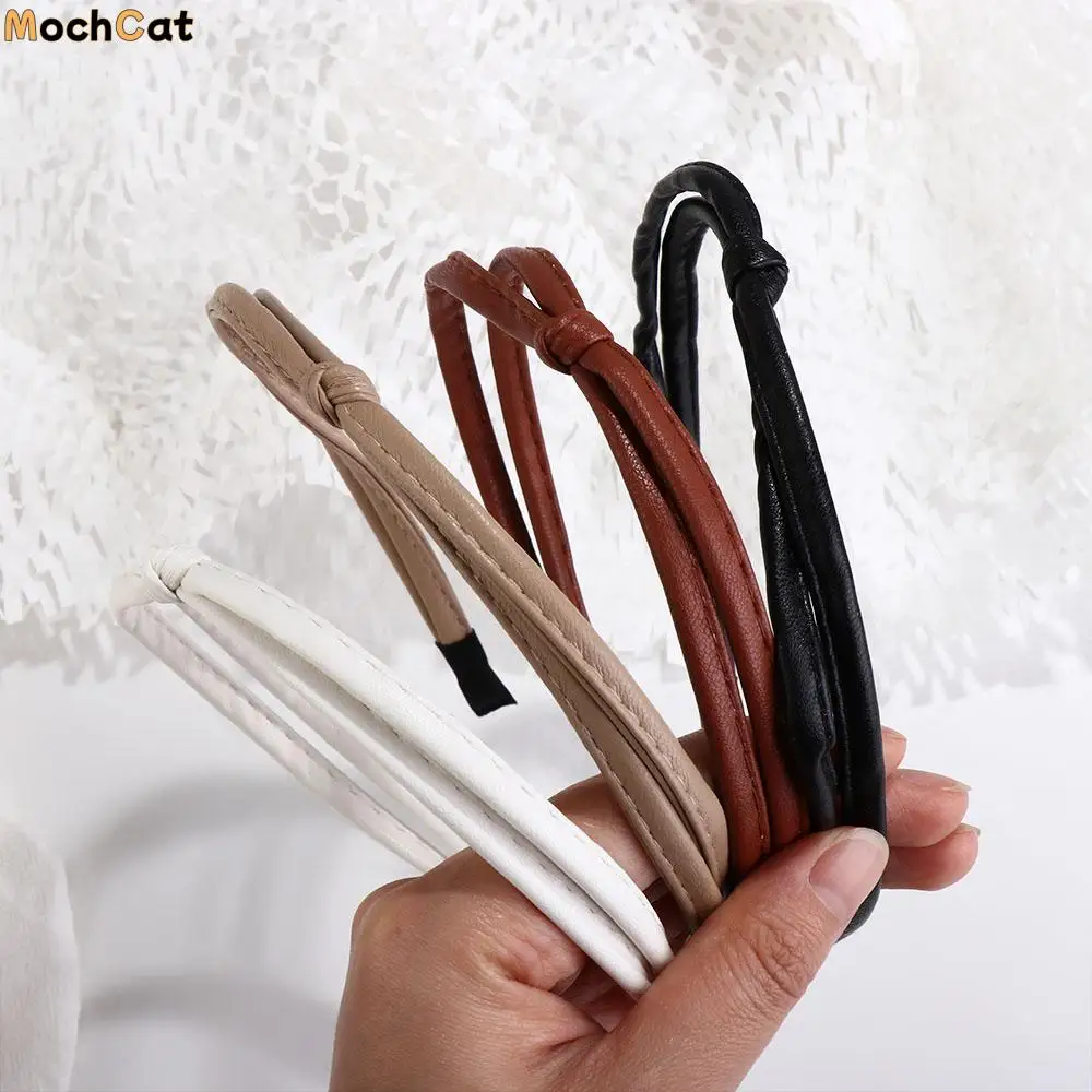 

Gilrl Headband Wash Face Hair Band Hair Clip Female Hair Accessories Korean Style Headwear Thin Hair Band PU Leather Headband