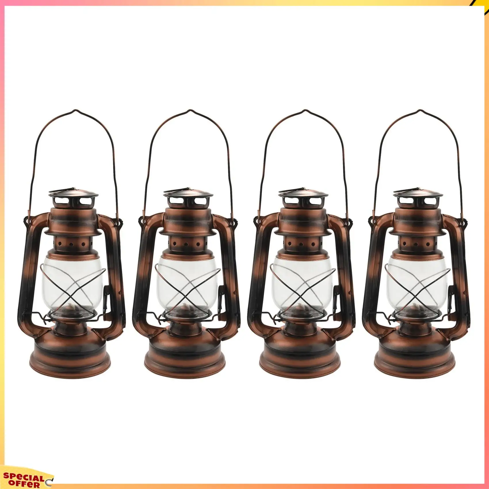 ABFI 4 ชิ้น 25 เซนติเมตรเหล็ก Antique Bronze โคมไฟน้ํามัน (ฝาครอบ) nostalgic Outdoor Camping โคมไฟรั่วซีลกลางแจ้ง Camping Light