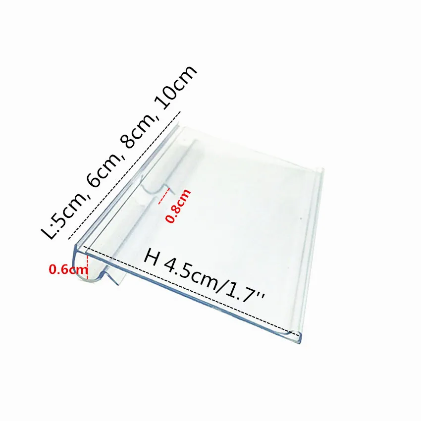 100pcs H4.5cm Plastic Price Tag Sign Label Display Shelf Hook Holder Transparent PVC Supermarket Wire Rack