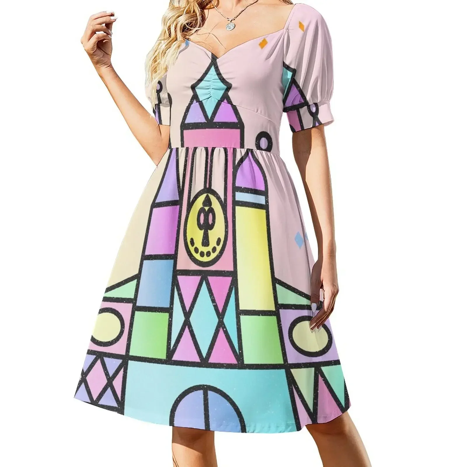 

It's a Small World After All Colourful Castle Sleeveless Dress dresses for woman long dress women Clothing Dress