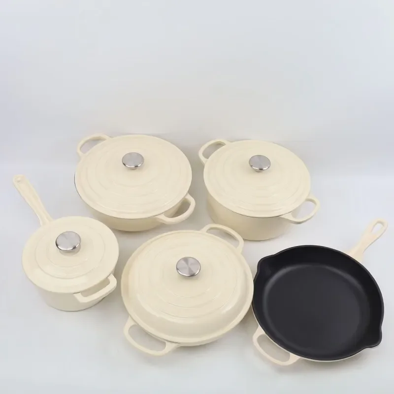 Gift Box Enamel Coated Cast Iron Cookware Set - Classic Red/Blue/Green, Perfect for Wedding, Housewarming, Christmas