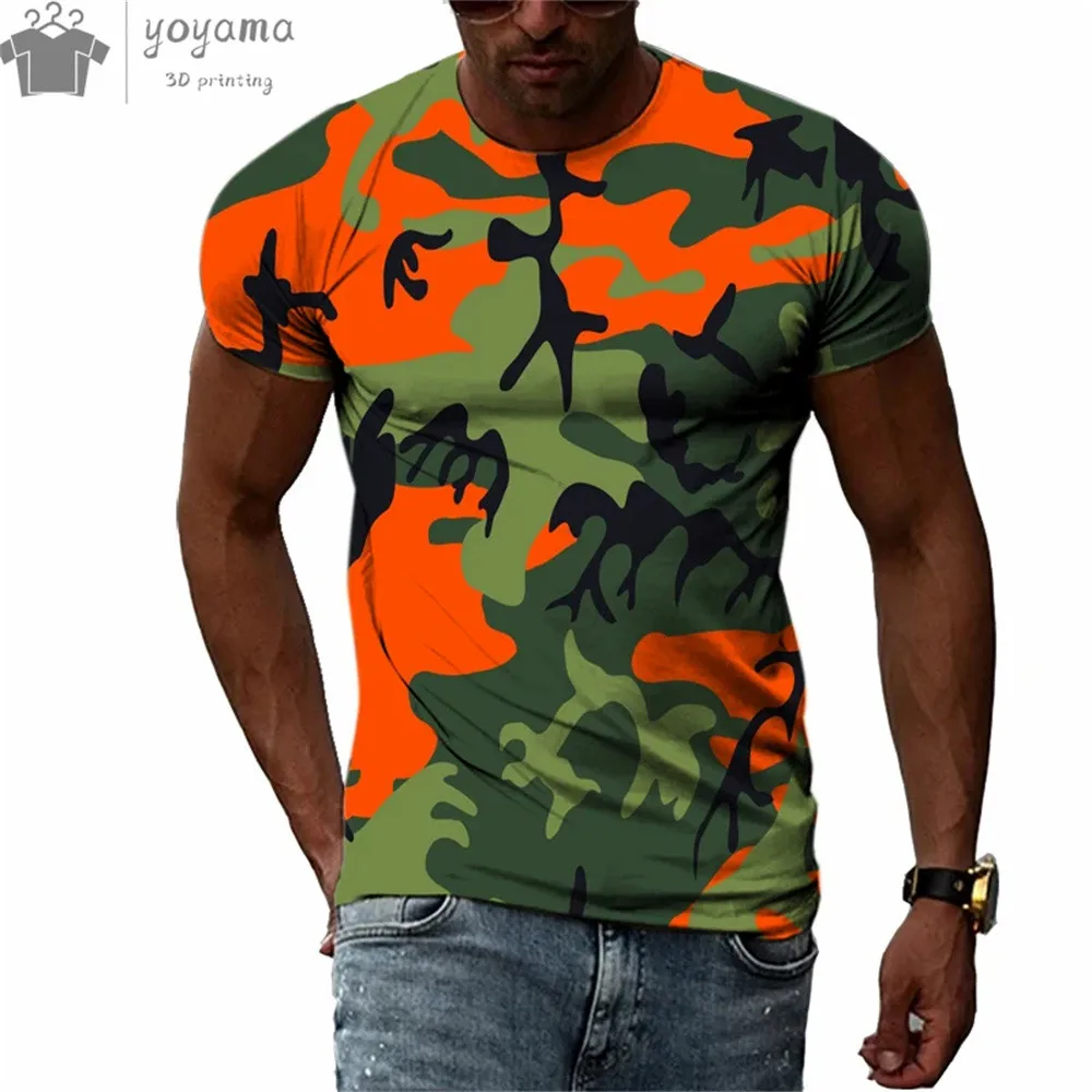 Summer Fashion camouflage 3D printing Men T-shirt Trendly Casual Personality Tees Harajuku Street O-neck Short Sleeve Tops tee