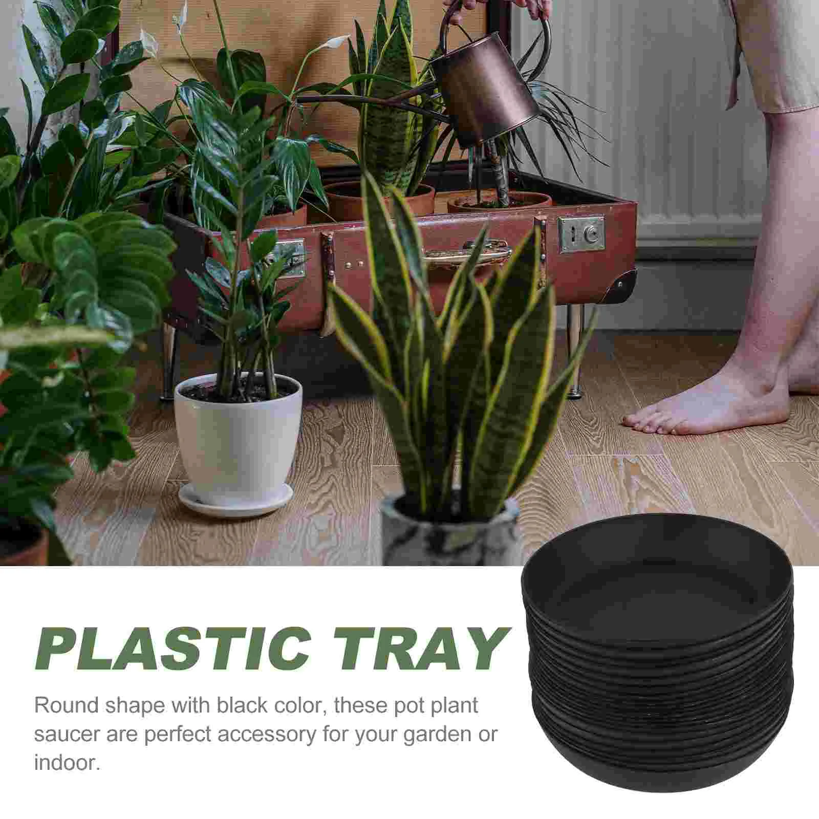 20 Pcs Plastic Flowerpot Drip Tray Plant Pot Saucer Flowerpot Chassis Tray for Fleshiness Planter Garden Balcony (Black)