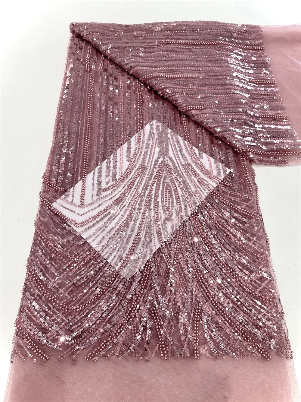 

Африканская кружевная ткань с блестками и бусинами, французские сетчатые кружева для материала платья, 5 ярдов, легкая эластичность STW25060903