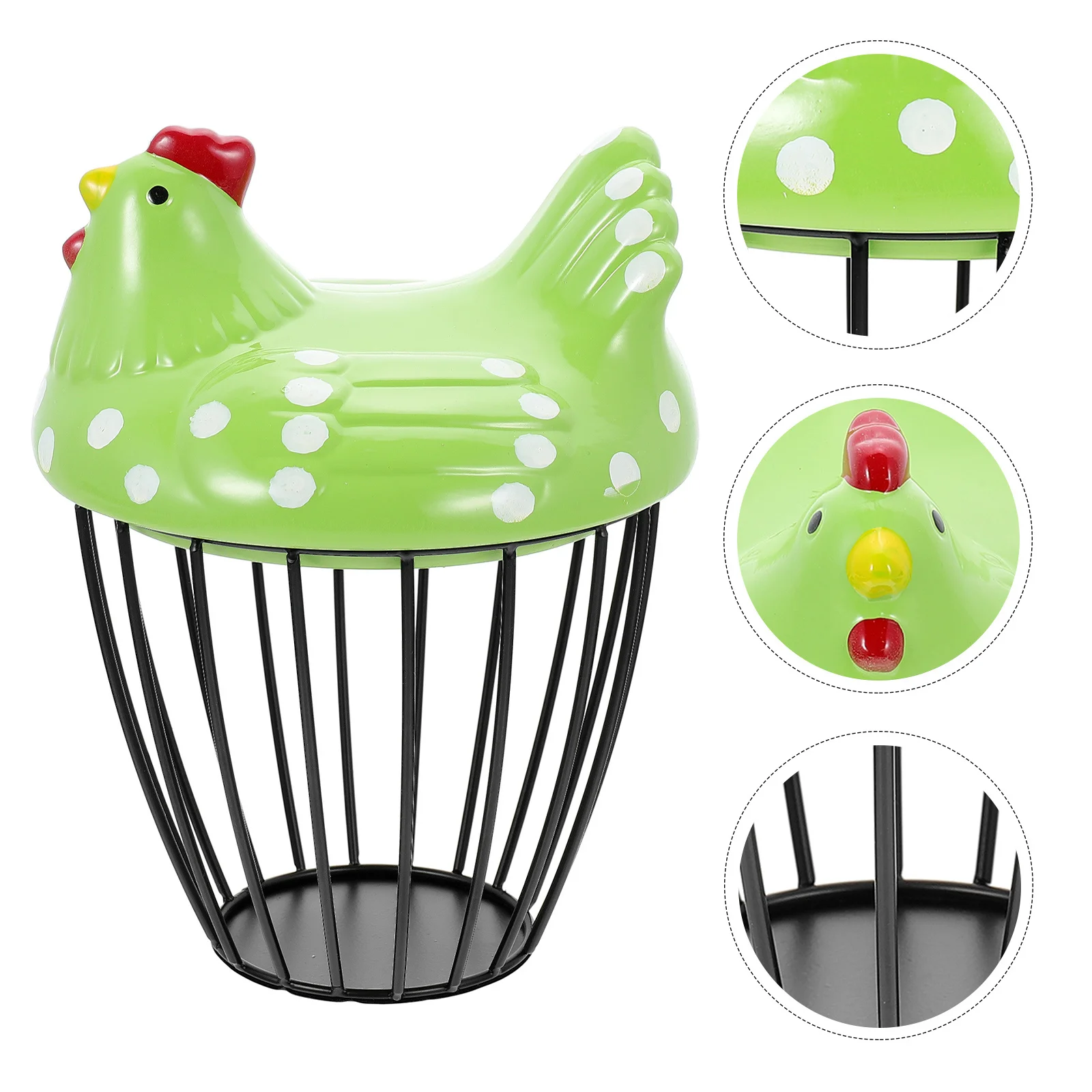 

Iron Hen Shaped Storage Basket for Fruits Eggs Vegetables Multi-Function Household Decorative Basket Organzier