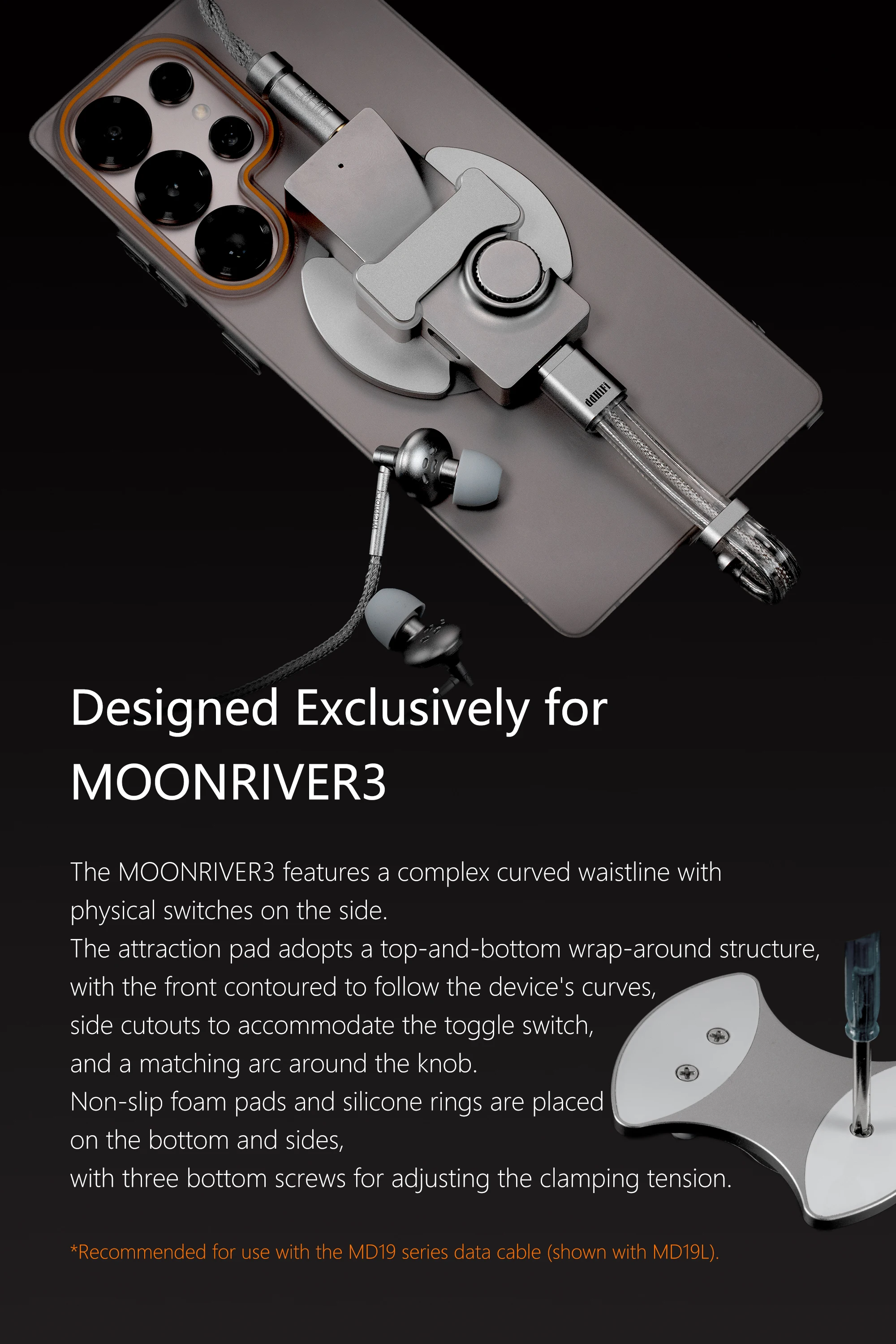 DD ddHiFi P58M-MR3 MagSafe Magnetisches Anziehpad für MOONDROP MOONRIVER3 DAC/Amp, CNC AL6063 Aluminium, gebogener N52-Magnet – Detail 4