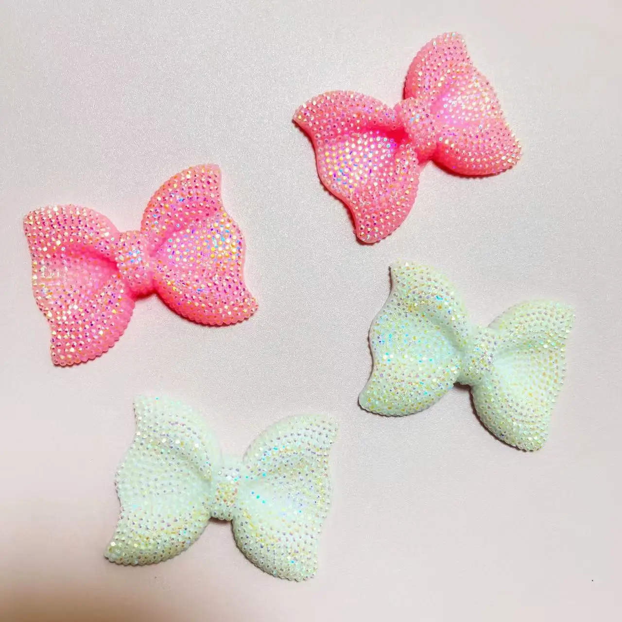 1Pcs Y2K Kawaii Bling Pink Bow Tie Junk Phone Case Laptop Decoration Charm Accessories Miniature Designer Logo Leather Bag Craft
