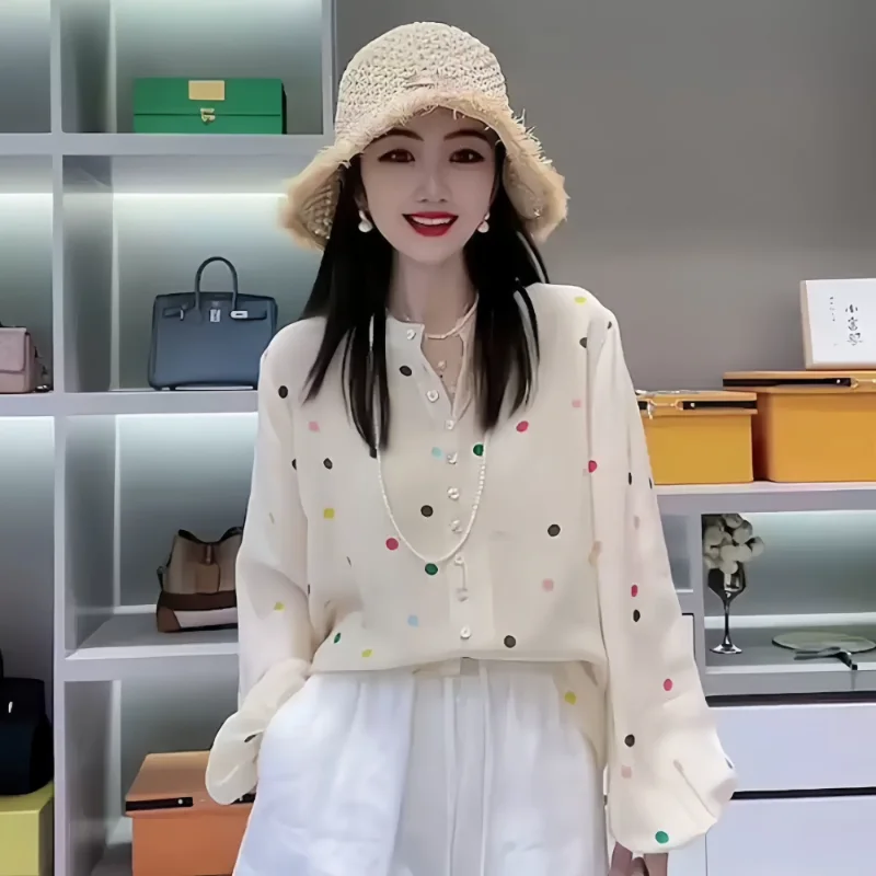 

Hong Kong Style Loose Button Long Sleeve Top Fashion Sun Protection Youthful Womens Wear