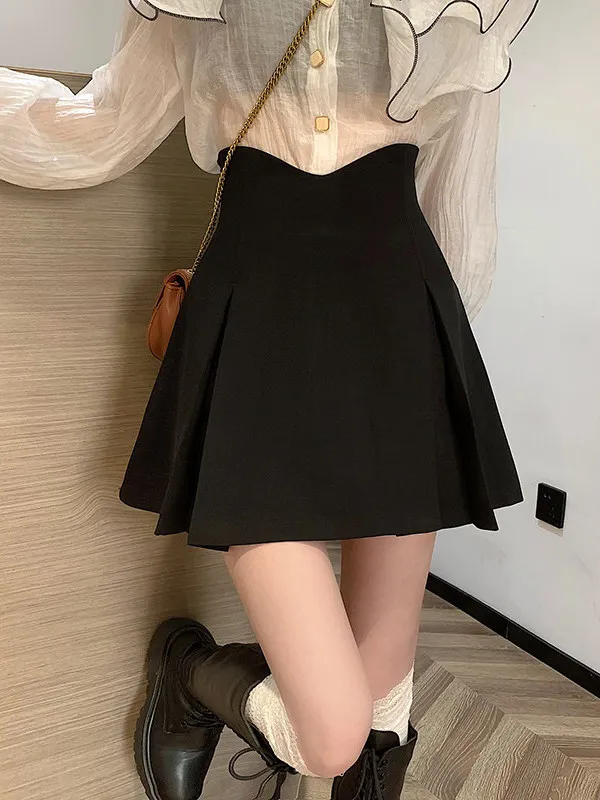 

Новая женская плиссированная юбка А-силуэта с высокой талией, весна 2026, большие размеры, скрывающая бедра, стройнящая, для офиса и повседневной носки