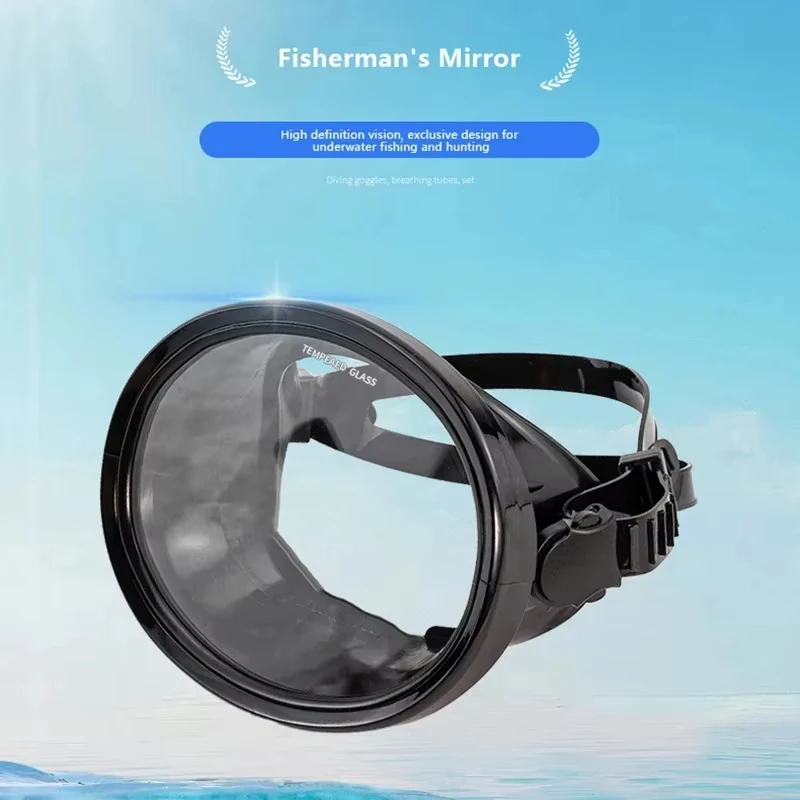 Oval Diving Mask Spearfishing Mask Tempered Glass Lens Single Lens Scuba Mask Anti-Fog Scuba Goggles for Underwater Adventures