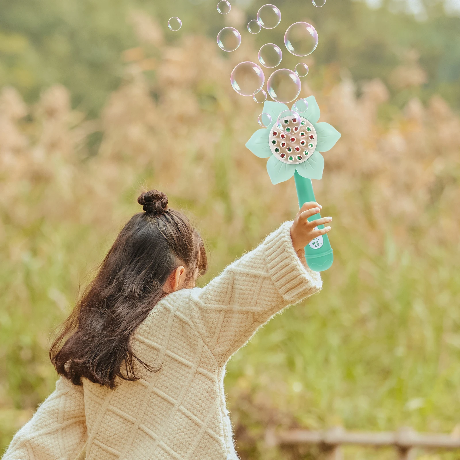 Sunflower Shape Bubble Machine Premium Plastic Electric Bubble Blower Wand For Kids Outdoor Indoor Play Funny Holiday Gift