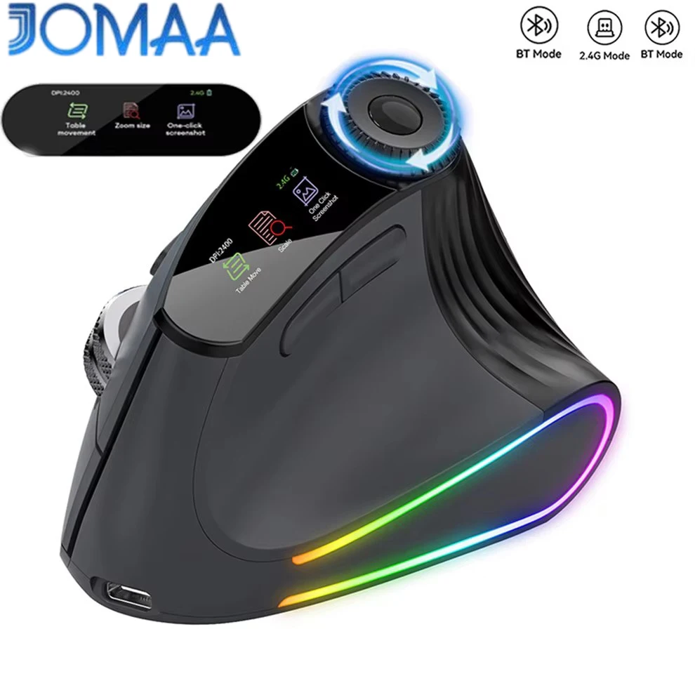 스마트 플라잉 스크롤, 기능 조정 손잡이, Bluetooth 및 2.4G 충전식 게임용 마우스를 갖춘 백라이트 무선 인체공학적 마우스