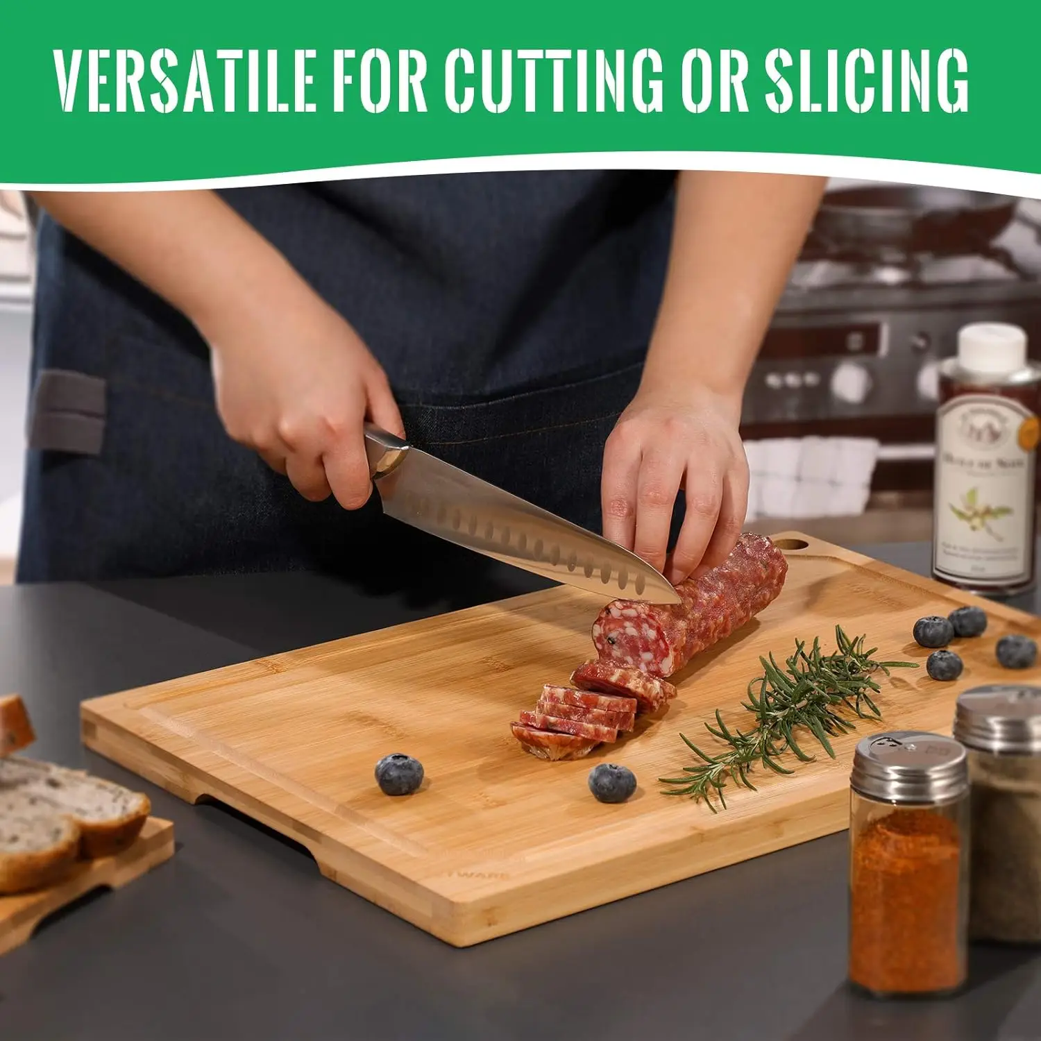 Bamboo Cutting Board for Kitchen, Heavy Duty with Juice Groove, 15x10 Inch, Knife Friendly view 6
