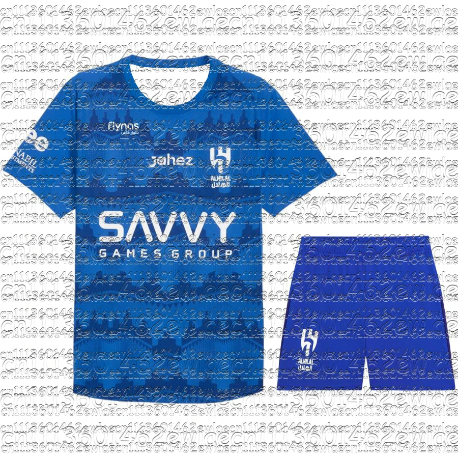 2026 New Hilal Family Matching Soccer Jersey Set White Blue Breathable Moisture Wicking Sports Uniform Kit Training Top