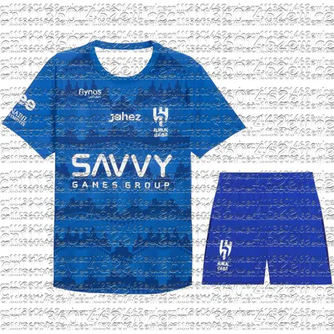 2026 New Hilal Family Matching Soccer Jersey Set White Blue Breathable Moisture Wicking Sports Uniform Kit Training Top