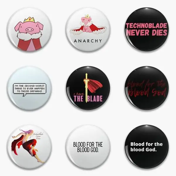 Techno The Pig Technoblade Blob Never Dies Soft Button Pin Customizable Women Decor Gift Funny Fashion Clothes Metal Lover Hat