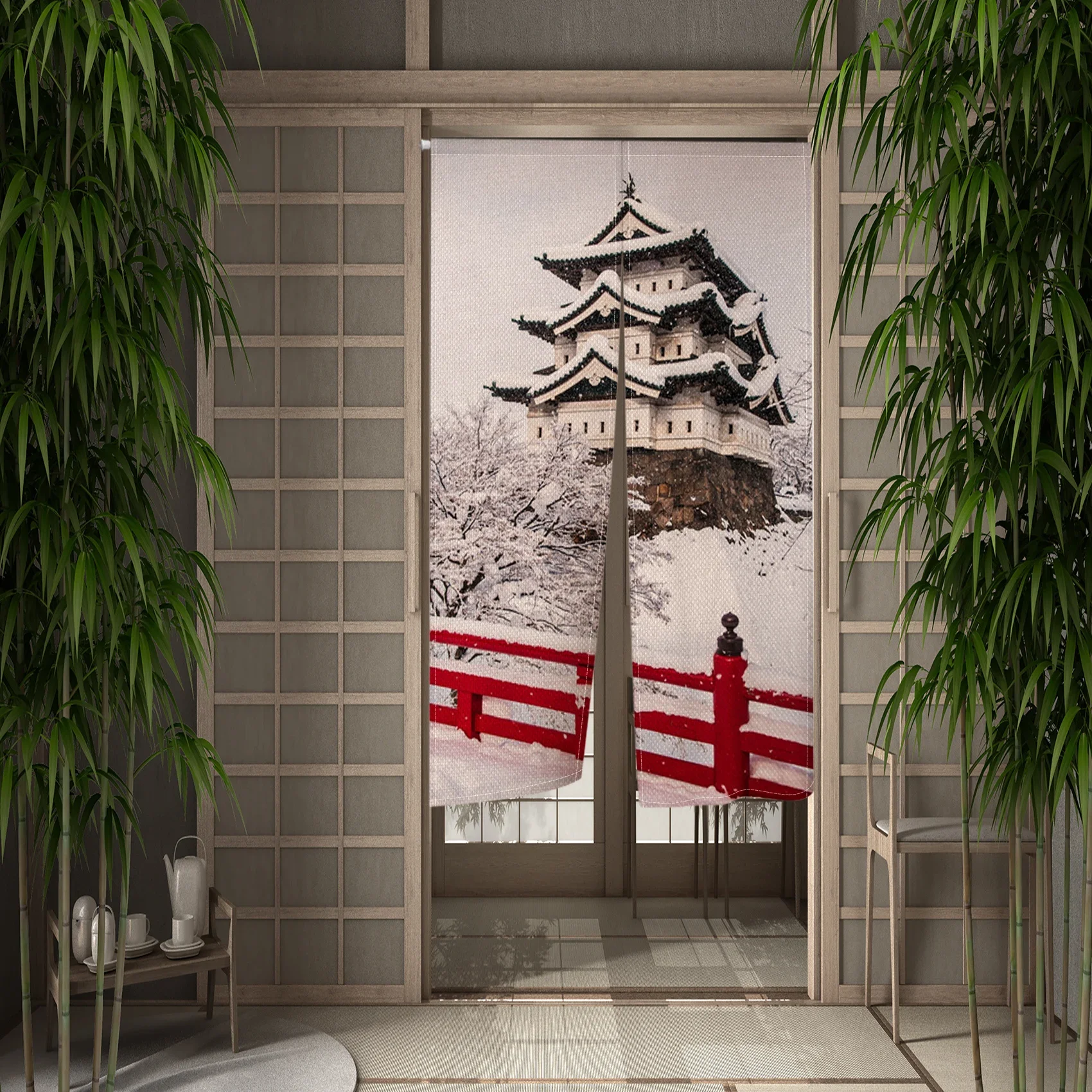 Eiffel Tower Door Curtain Kitchen Dining Room Natural Landscape  Room Partition Curtains Drapes Entrance Hanging Half-Curtain