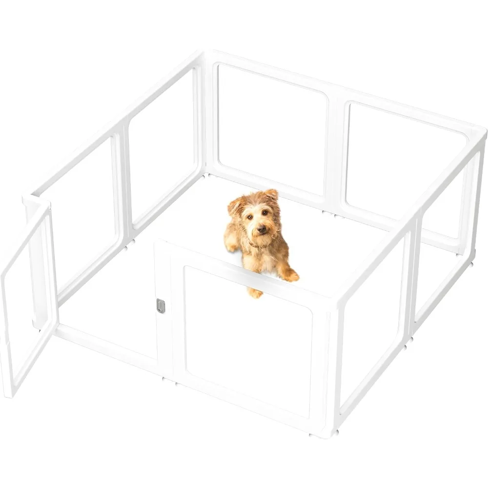 

Citylife Dog Playpen with Door Clear Pet Playpen for Indoor Outdoor Easy to Install and Remove Puppy Playpen for Dogs, Cats, Bun