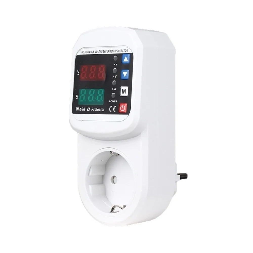 Refrigerator Voltage Protector Adjustable 16A Current Protector Air Conditioner EU Plug Surge Protection HVAC System