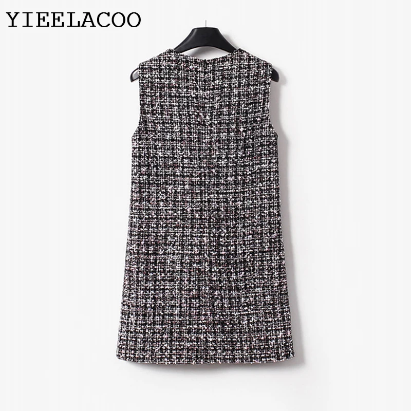 Gray Tweed Dress Sleeveless 2023 Spring / Autumn Women's Dress  Ladies Slim Bottoming Dress One-piece