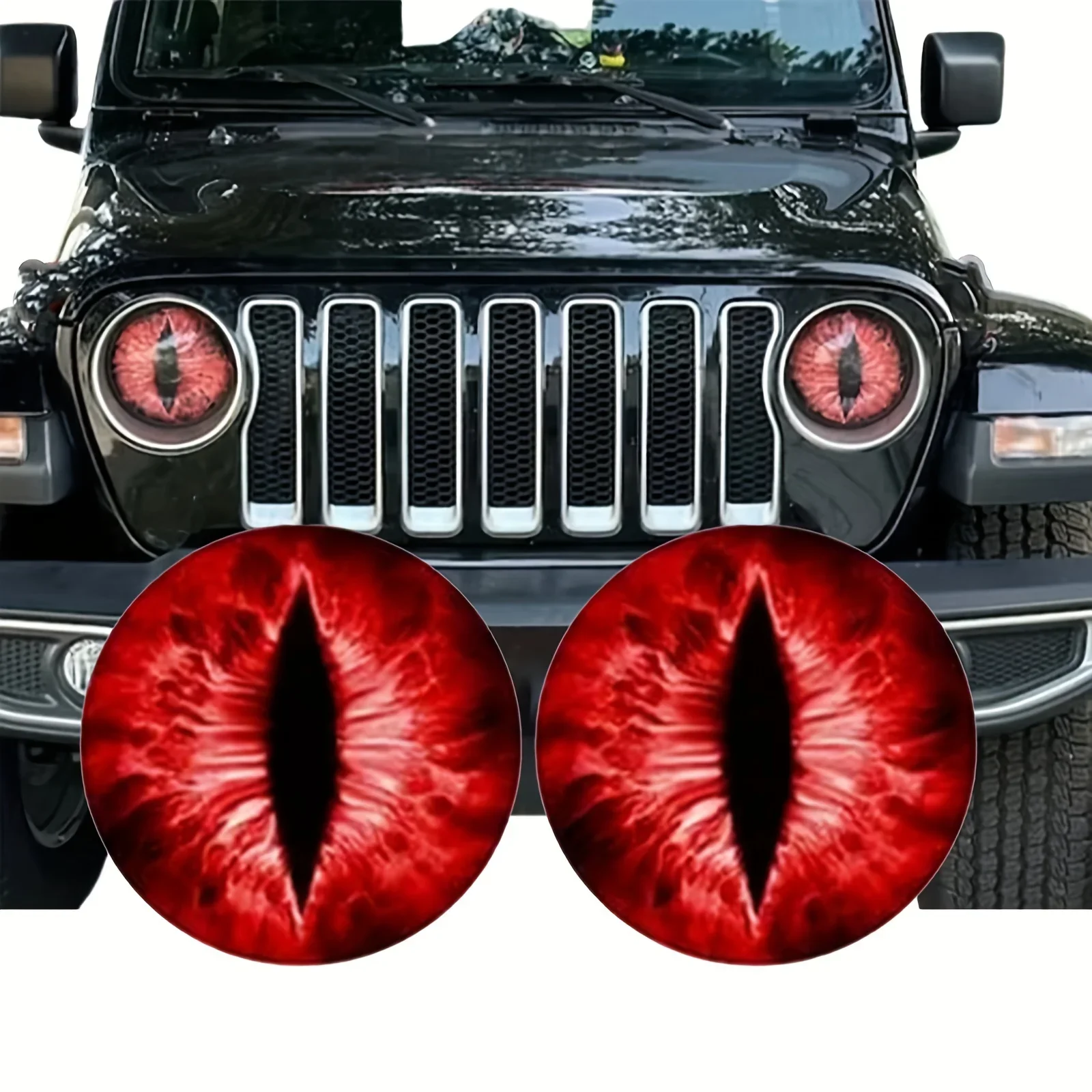 

2PCS Cartoon Beast Eyes Headlight Car Stickers Waterproof Decals Reusable Self-Adhesive Car Exterior Accessories for Wrangler
